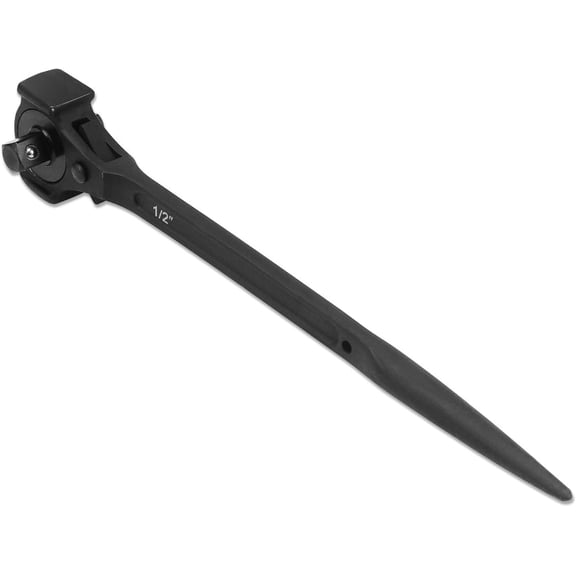 12.4" Spud Ratchet Wrench, 3/8" x 1/2" Dual Drive Ratcheting Hammer , Scaffold  Construction Tool, Black