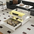 thumbnail image 2 of MODERNLUXE High Gloss Coffee Table with Storage,Square Lift Top Coffee Tables with 1 Drawer & LED Lights for Living Room,White, 2 of 7