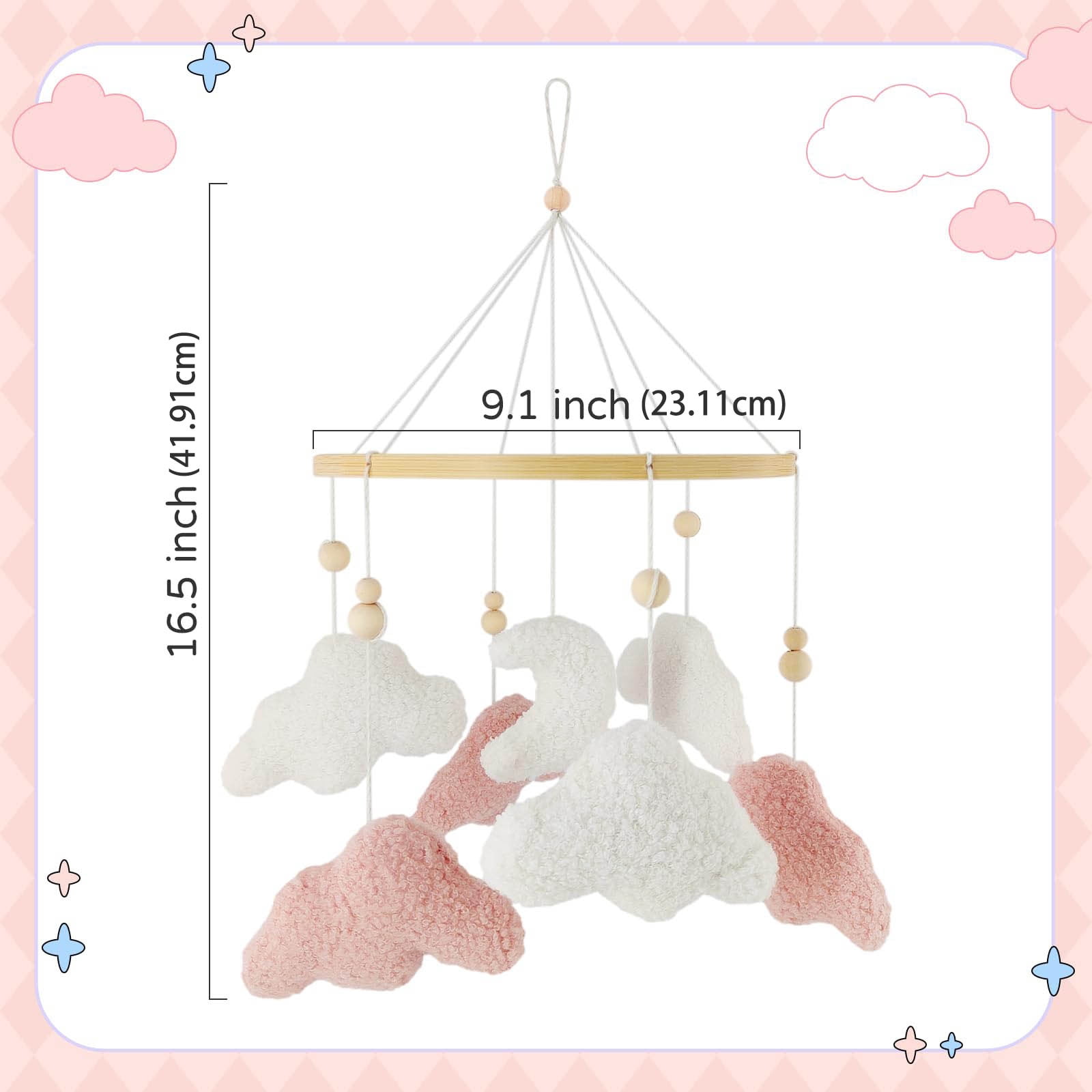 Boho Nursery Crib Mobile Soothing Hanging Toy With Gentle Music And Rotating Animal Characters For Development