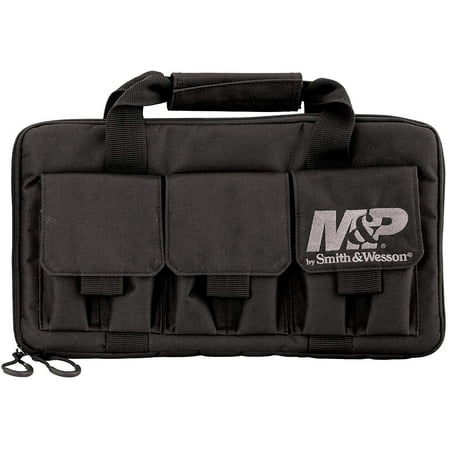 M&P by Smith & Wesson Pro Tac Double Handgun Case Padded Pistol Bag for Hunting Shooting Range Sport, BE PREPARED: Featuring 3 double pistol mag pockets.., By Smith