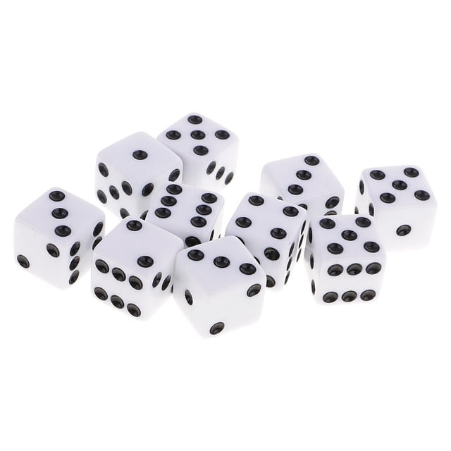 Juego de Dados D6 de 10 Piezas Sunnimix para juegos de Rol de mazmorras y Dragones 16 Mm blanco