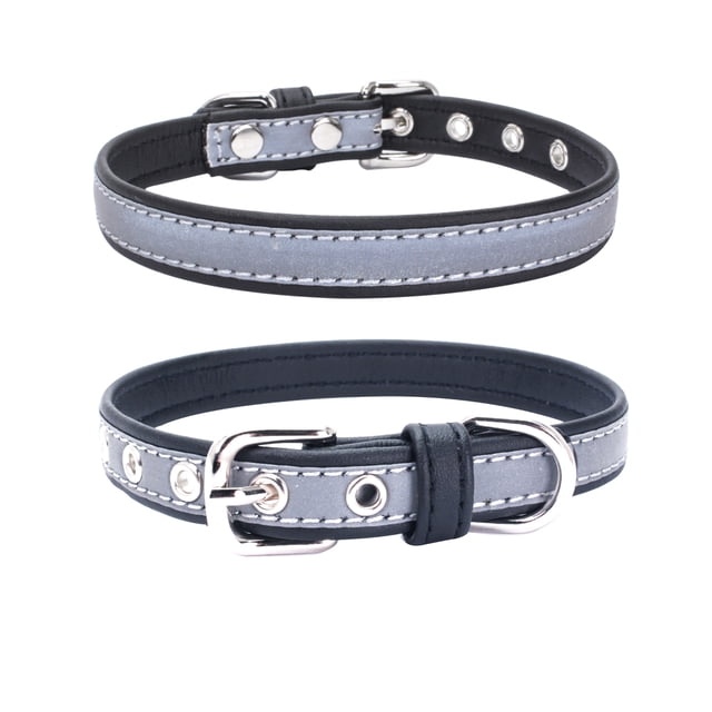 Collier pour Chien Laisse pour Chien Plaque en Acier Inoxydable Réfléchissante Lettrage Collier Lumineux pour Animal Noir/g