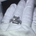 thumbnail image 6 of HeartsAndYou 5ct Princess Moissanite Ice Gatsby Cocktail Engagement Ring for Women 18k White Gold over Silver, 6 of 9