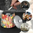 thumbnail image 4 of Yayeee Ashtray with Lid for Cigarette Smokeless Stainless Steel Home Ash Holder, White Striped Lemon, 4 of 7