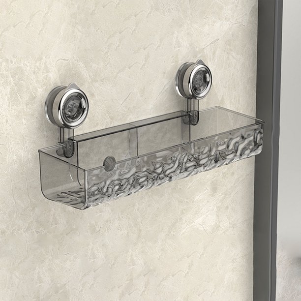 Almacenamiento de succión corrugada, caja de almacenamiento de succión sin taladro para el baño, estante de succión de patrón glaciar de acrílico para el baño, organizador de estante de succión ondula