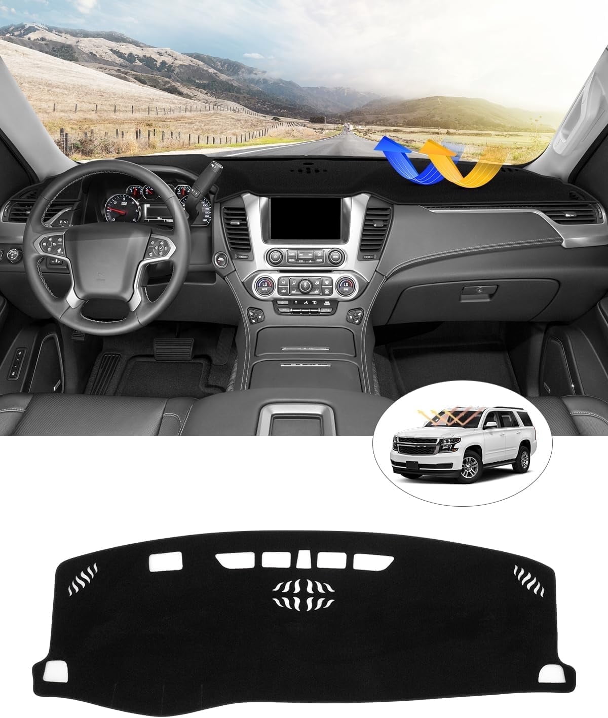 Canvcle Dash Cover Compatible with Chevrolet/Chevy Blazer 2019-2024 2025 Accessories Dashboard Cover Mat Non-Slip Carpet Sunshield Glare UV Rays Protector