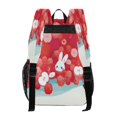 thumbnail image 3 of Large Clear PVC Backpack Heavy Duty See Through Backpack for Adults Work Travel, Red Berry-bunny Printed 12L, 3 of 8