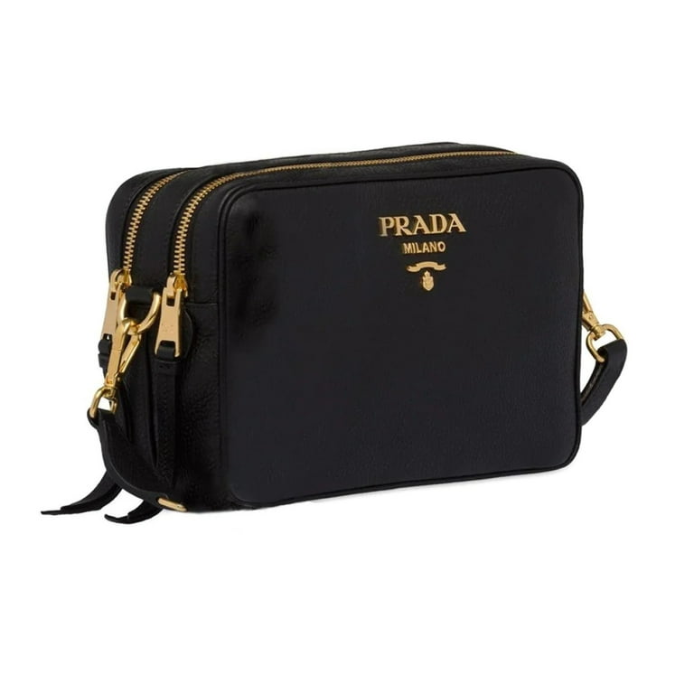 Prada Vitello Phenix White Leather Double Zip Camera Crossbody 1bh079, Women's, Size: One Size