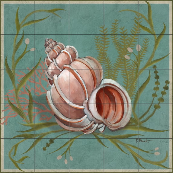 Tile Mural Bathroom Backsplash - Emerald Reef II-PB - by Paul Brent