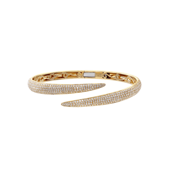 Rachel Koen Pave Set Round Cut Diamond Bangle Bracelet 18K Yellow Gold 2.70Cttw