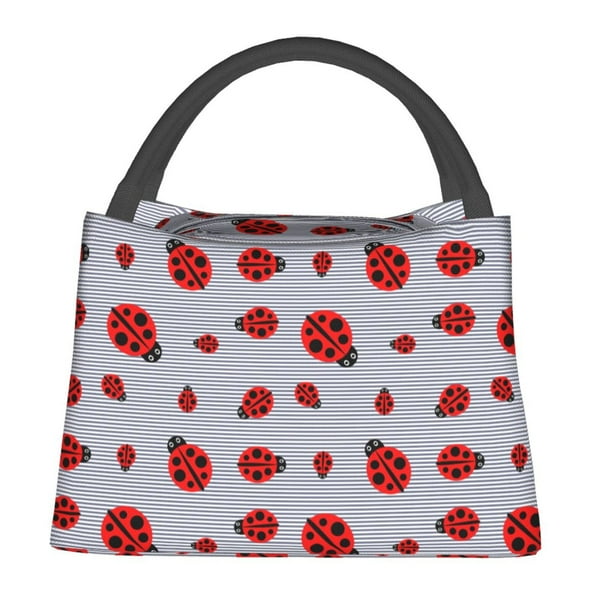 Fotbe Ladybug Bolsa Térmica Portátil con Estampado, Bolsa de Entrega de Alimentos Aislada, Bolsa Reutilizable de Gran Capacidad para Comidas y Supermercado
