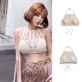 thumbnail image 2 of Halterneck Backless Cami Top For Women Sleeveless Cropped Tanks Crochet Knit Beach Bra With Removable Padded Beachwear, 2 of 9