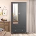 thumbnail image 4 of Trilenars Metal Clothing Lockers, Closets, Wardrobes, Clothing Organizers with Magnetic Doors,2 Drawers, Mirror Doors and Hanging Rods, 4 of 9