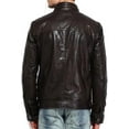 thumbnail image 2 of New Men's Genuine Brown Lambskin Leather Jacket Black Motorcycle Biker Jacket A596, 2 of 3