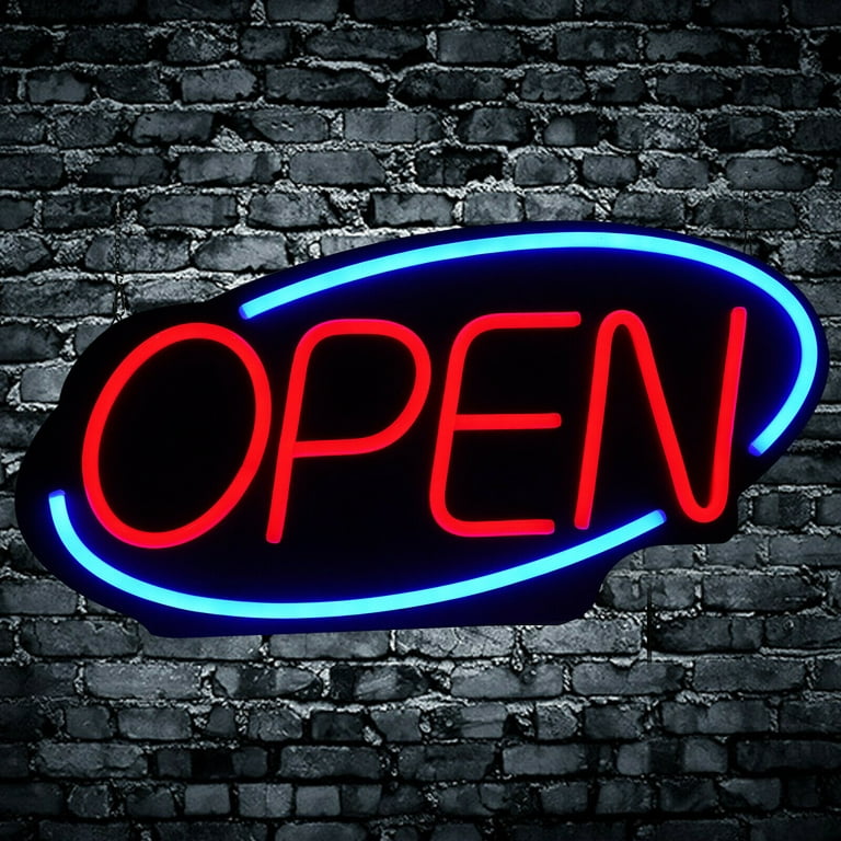 Large LED Open Sign Neon Bright for Restaurant Bar Club Shop Store Business  Oval