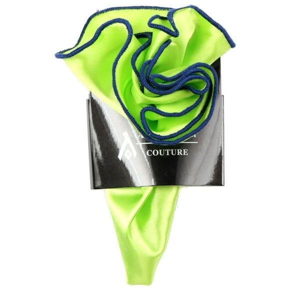 PS-Z-RD-69 - Round Pocket Square Accessory - Lime Navy
