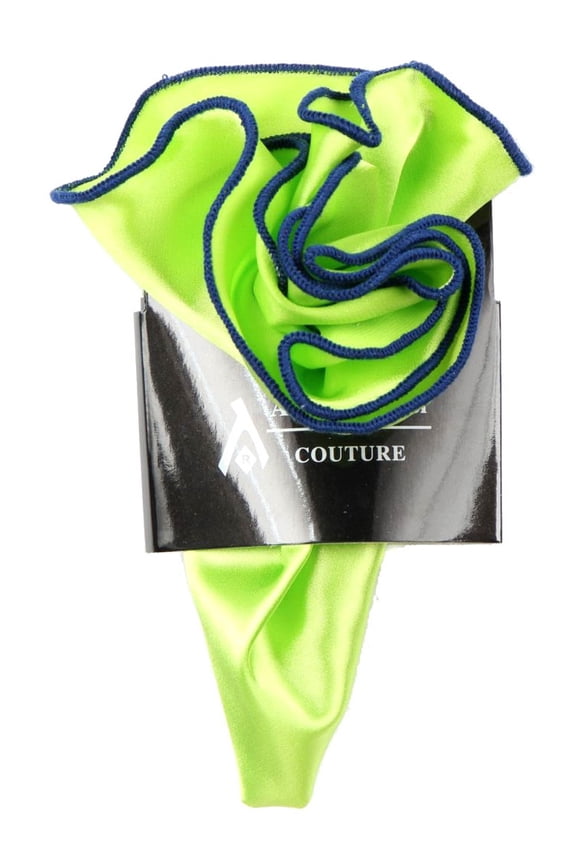 PS-Z-RD-69 - Round Pocket Square Accessory - Lime Navy