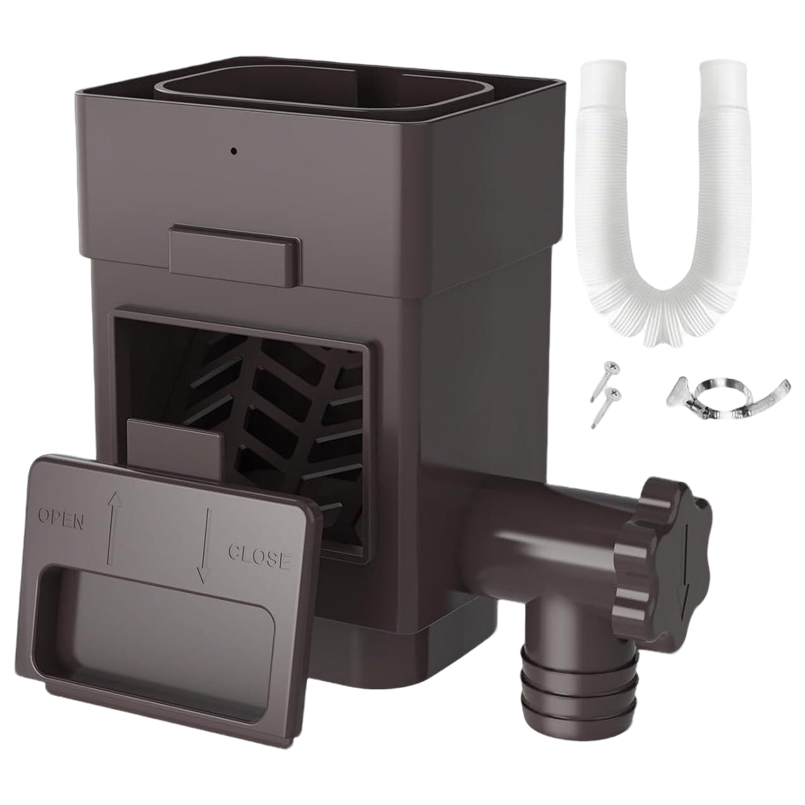 Rainwater Collection System Rain Barrel Diverter Kit Fits for Standard Downspouts Downspout Diverter with Adjustable Valve and Filter Hose,Brown