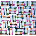 thumbnail image 2 of 1 Fat Quarter - Colorful Spoons Kitchen on Light Blue Cotton Fabric - 21" X 18", 2 of 3