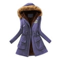 thumbnail image 2 of TrendOFT Womens Winter Coat Sherpa Lined Military Jacket Thicken Heavy Parka with Removable Hood BU1 M, 2 of 4