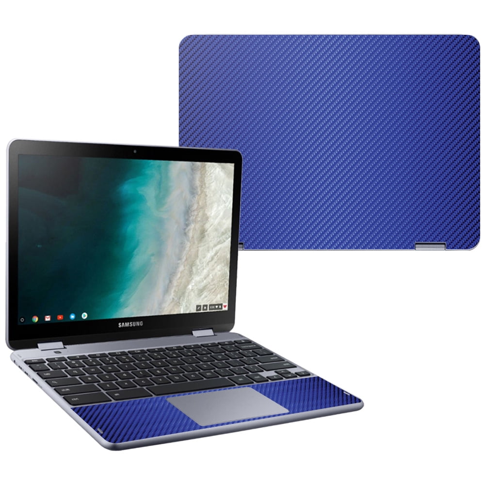 Skin For Samsung Chromebook Plus LTE (2018) Blue Carbon Fiber MightySkins Protective