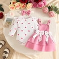thumbnail image 4 of Ulitacool Girls Outfits Long Sleeve Crewneck Graphic Prints T Shirts Suspender Skirts Charm Infant Clothing 9-12 Months Pink, 4 of 5
