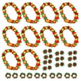 thumbnail image 2 of sunsanly Hawaiian Leis Set Red Green Luau Wreath Garland Hawaii Leis Flower Headpiece Necklace Bracelet Set for Summer Beach Luau Party, 2 of 8