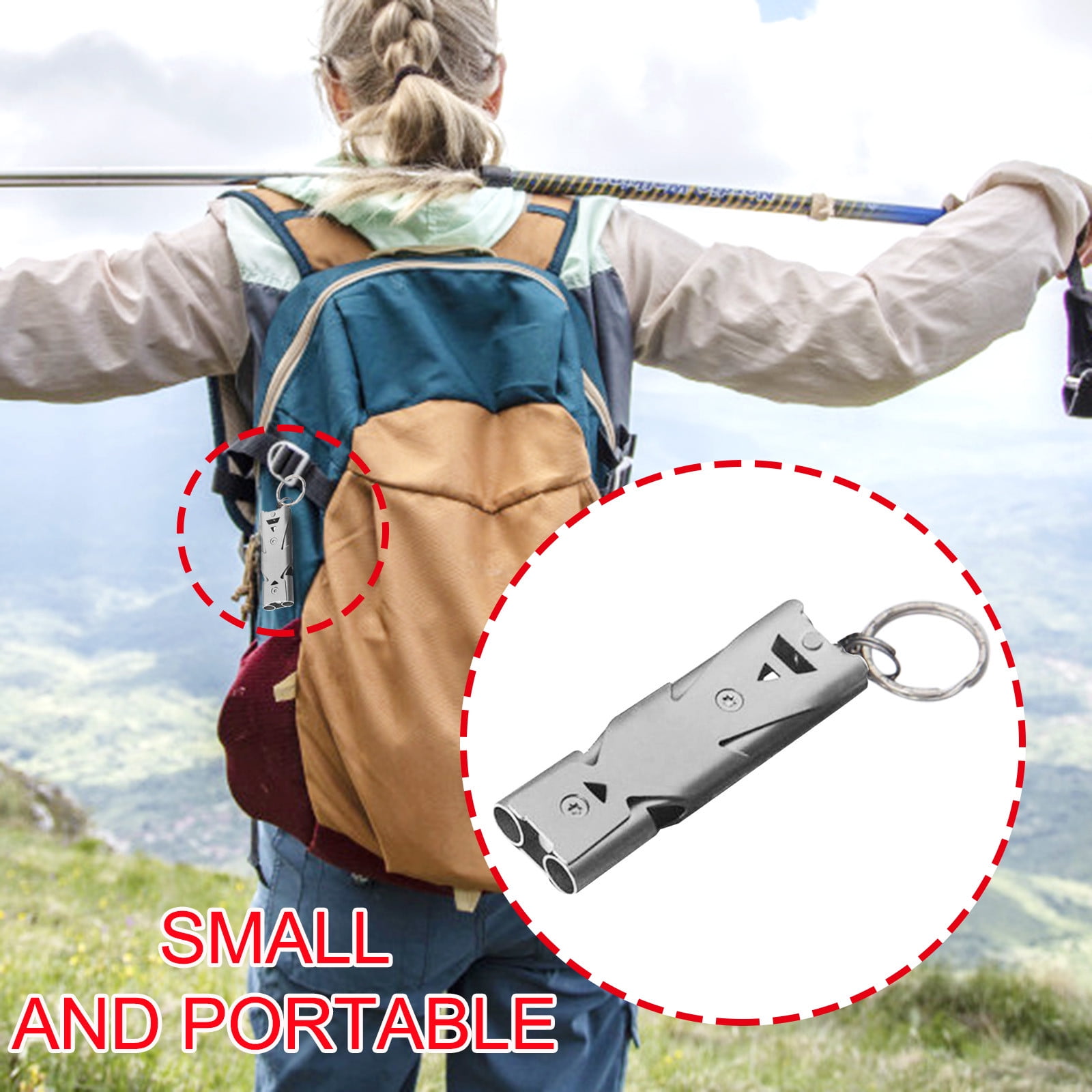 stainless whistle double tube lifesaving emergency outdoor survival whistle Pip 