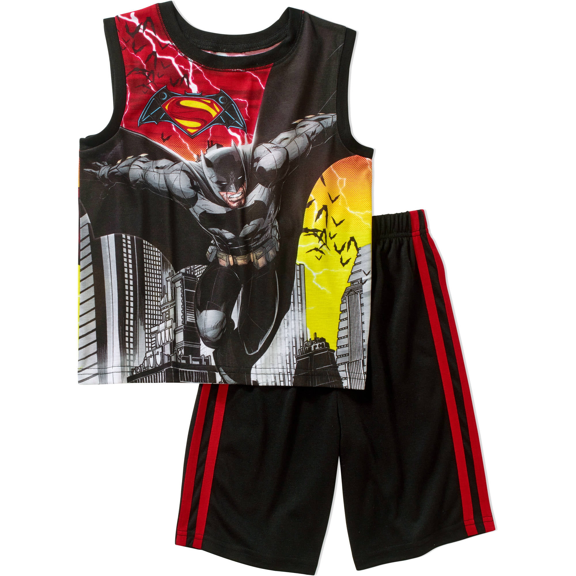 Long Sleeve Top & Pants DC Comics Justice League Batman Superman 2 Piece Pajama Set 