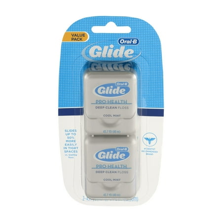 Oral-B Glide Pro-Health Deep Clean Cool Mint Flavor Floss, 2 count, 87.4 yd