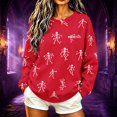 thumbnail image 5 of Dancing Skeletons Fun Halloween Graphic Sweatshirt Round Neck Long Sleeve Loose Fit Pullover Top Casual Fall Winter Daily Wear, 5 of 5