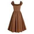 thumbnail image 3 of OSFVNOXV 1960s Dress for Women Retro Lace Up Tight Fit High Waisted Bodycon Swing Midi Dress, 3 of 5