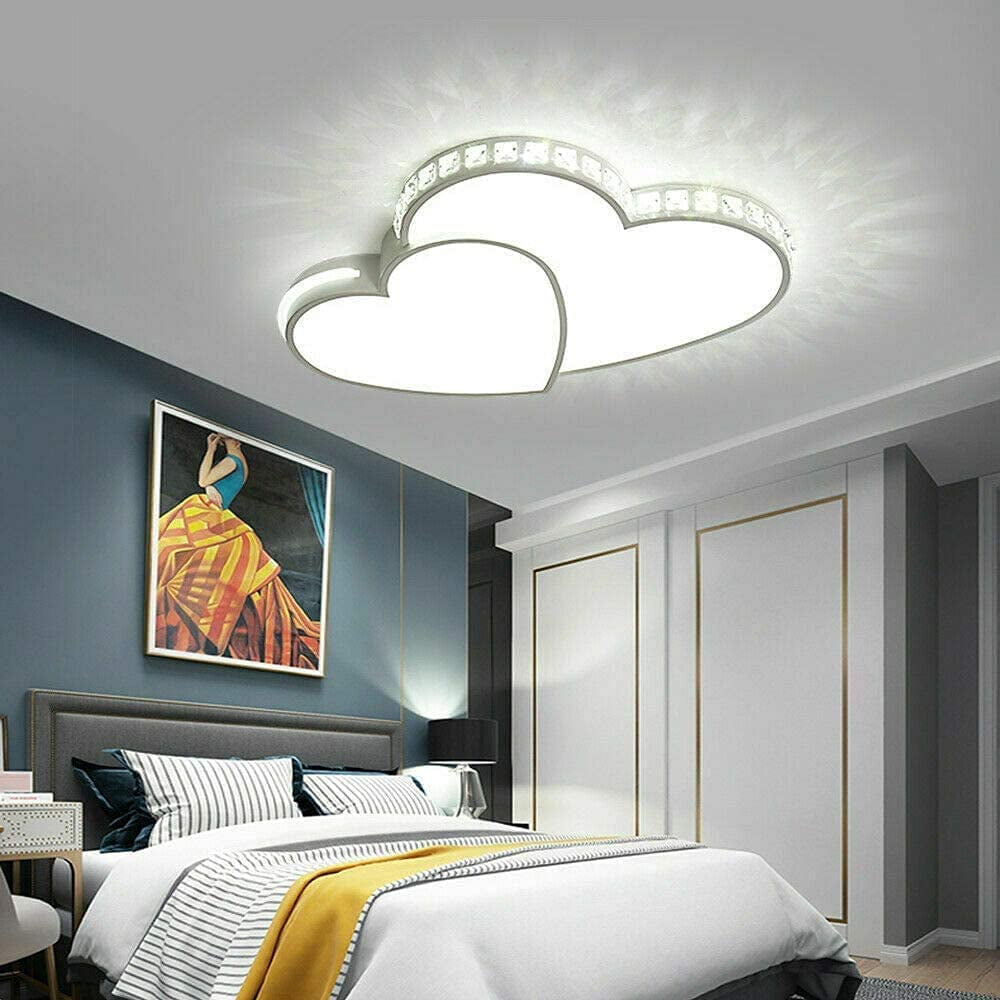 Modern Heart Shaped Ceiling Light, Crystal Flush Mount Led Ceiling Lighting Fixture, for Bedroom Living Room Dining Room Decoration Lamp 110V (Cool White)