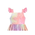 thumbnail image 4 of Girls Dress Tie Dye Backless Pink Bow Tie Cross Ruffle Flare Sleeve 4 Years, 4 of 6