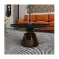 thumbnail image 6 of LeisureMod 30" Round Coffee Table with Sintered Stone Top and Black Powder-Coated Iron Rim Tempered Glass Pedestal Base No Assembly for Modern Home, Living Room Tully Collection in Grey/Black Stone, 6 of 8