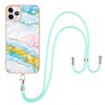 thumbnail image 2 of iPhone 11 Pro Max Case, Allytech Marble Pattern Rubber Slim Fit Lightweight Shoulder Strap Lanyard Anti-scratch Shockproof Heavy Protection Back Cover for Apple iPhone 11 Pro Max, Green Pink, 2 of 4