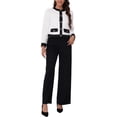 thumbnail image 2 of INSPIRE CHIC Women's Elegant Office Contrast Color Collarless Sequins Tweed Crop Jackets S White, 2 of 6