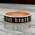 thumbnail image 4 of 6mm Til Death Rose Gold Black Enamel Band Ring, Til Death Band Ring, Personalized Ring,Gift For Men,promise Ring, Wedding Gift For Him, 4 of 5