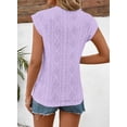 thumbnail image 3 of SMZ Women's Summer Tops Casual Crewneck Cap Sleeve Shirts Lightweight Crochet Knit Texture Tank Top Blouses, 3 of 5