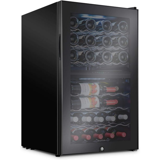 Ivation Réfrigérateur à Vin Autoportant 43 avec Serrure, Noir