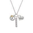 thumbnail image 2 of Delight Jewelry Two-tone Large Peace Sign with Daisy and Crystal Always My Mother Bar Zoe Necklace, 2 of 4