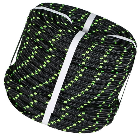 

100 FT Polyester Nylon Pulling Rope 1/2 High Force Polyester Load 5400LBS Sailing Rope Abrasion Resistant UV Resist for Camping Swings Arborist Gardening Marine Black