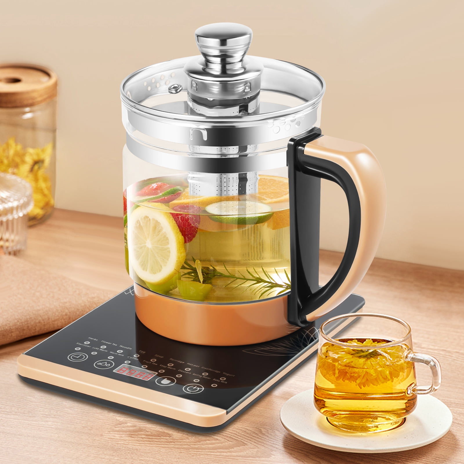 Peakora Electric Glass Kettle with 0.4gal Boiling Water Electric Kettle Temperature Control Electric Kettle with Tea Infuse Tea Maker with 18 Smart Menu Bpa-Free & Boil-Dry Protection