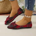 thumbnail image 4 of Rokment Retro Plaid Bow Ballet Flat Dress Shoes for Women Ladies 2026 Spring Fall Checkered Bowknot Pointed Toe Casual Dressy Loafers Bride Low Heels Slip-On Red Size 8, 4 of 7