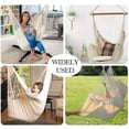 thumbnail image 5 of Hand-Woven Cotton Hammock Chair - Sturdy Durable Rope Swing with 2 Cushions for Indoor Bedroom & Outdoor Porch Patio, 5 of 6