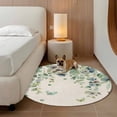 thumbnail image 3 of Spring Floral Round Living Room Rugs 8 ft, Watercolor Blue Flower Rustic Eucalyptus Leaves Retro Washable Large Area Rug with Non-Slip Sturdy Edge Binding Round Carpet for Dining Room Kitchen Office, 3 of 9