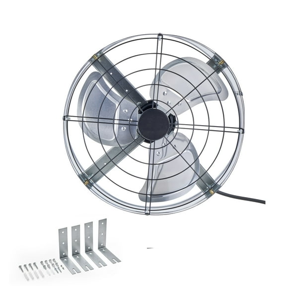 KFFKFF Gable Mount Fan, 15 Inch Attic Ventilation System with Customizable Temperature Settings & External Grille, 1300 CFM Residential Air Circulator Cools Area of 1850 Sq.Ft, Silent Operation
