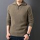 thumbnail image 2 of Suéter de lana pura espesa para hombre, de invierno, con media cremallera, cuello alto, tendencia jacquard, tejido de punto, camisa cálida, 2 of 4