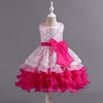 thumbnail image 4 of Girl Ruffle Tiered Tutu Gown Flower Girl‘s Sleeveless Lace Princess Dresses with Big Bowknot Party Ball Tulle Pageant Gowns for Wedding, Birthday, Christmas - 3-10T, 4 of 10
