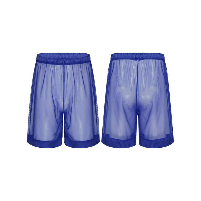 MSemis Men's Sheer Mesh Boxer Shorts See-Through Smooth Briefs Lounge  Underwear 